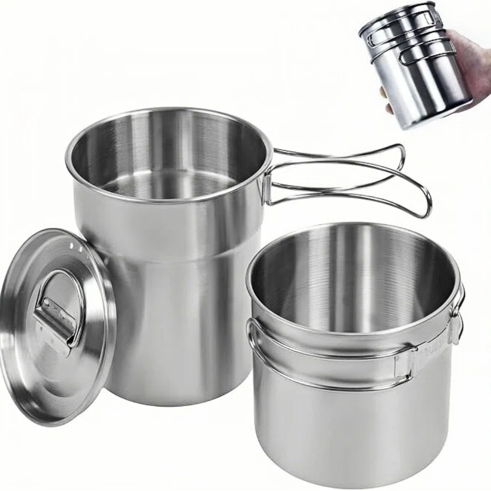 Camping Cooking Tool Set - Canecas Dobráveis para Camping, Panela de