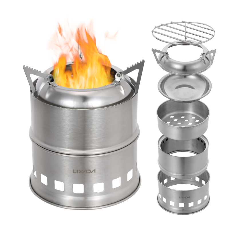 Lixada-fogão a lenha de aço in - Camping Cooking Windshield avaliação e preço